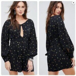 NWT Free People Love Grows Keyhole Romper Long Sleeve - Size XS